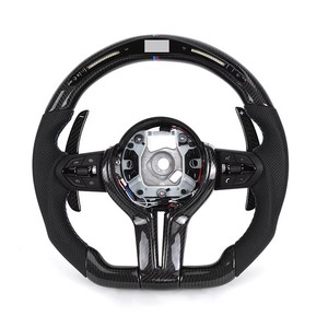Volante in Fibra di Carbonio Stile M con LED e Mezza Pelle per <span class=keywords><strong>BMW</strong></span> F10 F15 F16 F20 <span class=keywords><strong>F25</strong></span> F30 F31 F34 F36 M3 F80 M4 F82 X5 E70 E72 M2 M3 - Product Image 2