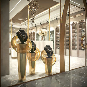 ห้างสรรพสินค้าแฟชั่นบูติกสั่งทำร้านเครื่องประดับการออกแบบตกแต่งภายในไฟ LED ติดผนังตู้โชว์เครื่องประดับ - Product Image 6