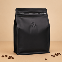 Sacs d'emballage pour café en stock, personnalisés, imprimés, vides, pour thé matcha, café, pochettes en plastique à fond plat avec fermeture éclair et valve