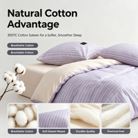 Parure de lit en coton biologique à motif géométrique simple, housse de couette King Size, drap de lit, 300 fils/cm², toutes saisons