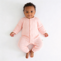 Combinaison à manches longues pour bébé, 100% coton, jacquard, à œillets, couleur unie, unisexe, pour nouveau-né, fermeture à boutons pression, douce et respirante