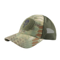Sombrero de montar de malla de velcro de camuflaje para exteriores bordado personalizado 100% poliéster gorra táctica de verano para montañismo sol bajo