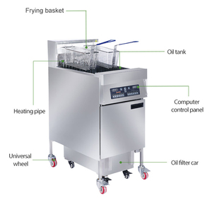 Freidora Eléctrica <span class=keywords><strong>Comercial</strong></span> de Papas a Presión de Gas Industrial con <span class=keywords><strong>Tres</strong></span> Tanques para Agua y Aceite - Product Image 3