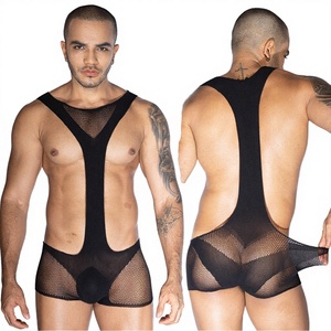 Vente Flash - Bodystocking en maille ultra-basse taille JSY Brand One Piece Black Temptation pour homme - Lingerie sexy 92% Polyamide - Product Image 4