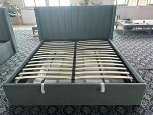 NOVA Graues Samt-Polsterbett mit Stauraum Moderne Schlafzimmermöbel-Sets Queen-Size-Plattformbettgestell - Product Image 3
