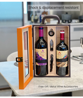 Boîte cadeau personnalisée pour vin rouge, double bouteille, emballage en cuir PU, boîte à vin en bois avec insert en éponge