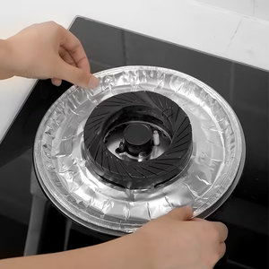 10 Fogli di Alluminio Spessi Antiolio per Bruciatori, Utensili da Cucina Monouso, Tappetini Circolari Resistenti al Calore per Fornelli a <span class=keywords><strong>Gas</strong></span> 23x23cm - Product Image 5