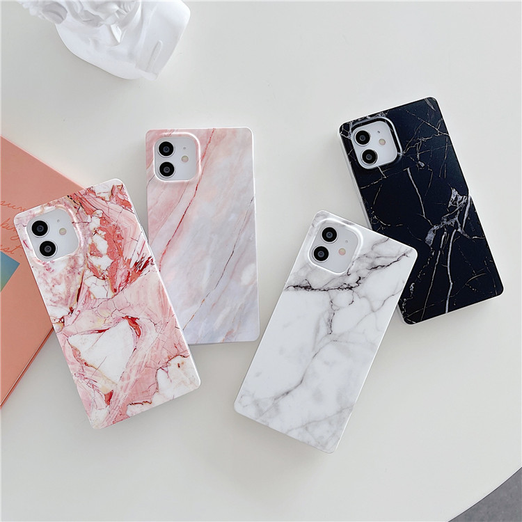 Luxury Girly Fashion Marble Square Phone Case for iPhone 12 11 Pro max