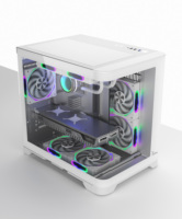Boîtier de PC de jeu panoramique en verre incurvé avec refroidissement liquide Type-C 240 mm pour ordinateur Micro ATX MATX avec ventilateurs ARGB