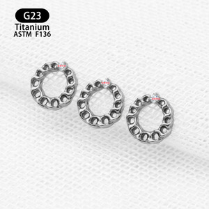 G23 <b>Titanium</b> <b>Stud</b> Earrings 6.8mm With Zircon Inlay For Lip Piercing Jewelry - Product Image 3