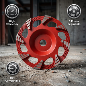 Disque de meulage diamanté à 8 segments de 150 mm (6 pouces) haute efficacité pour sols en béton, disque de meulage très agressif compatible <span class=keywords><strong>Hilti</strong></span> - Product Image 1