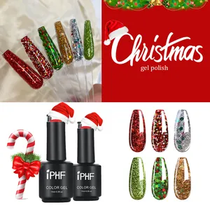 圣诞彩色凝胶指甲产品3合1指甲油套装紫外线凝胶上光剂打造自己的品牌