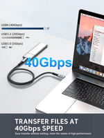 Kabel Data USB4 Full-Function Type-C Anyaman 40Gbps Dual-Head PD 240W Pengisian Cepat Kompatibel Thunder-bolt 4/38K Screen Casting