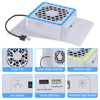 Refroidisseur latéral RGEEK avec lumière LED 2 ports USB Ventilateur de refroidissement 5V 2.4A Refroidisseur latéral pour console de jeu PS5 SLIM