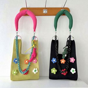 Sac à main tricoté pour femme avec motifs floraux, sac fourre-tout décontracté au crochet, mini sac à main - Product Image 2