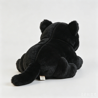 Peluche Panthère Noire Couchée Réaliste en Gros d'Usine, Animal en Peluche de Simulation, Coton PP, en Stock OEM, Cadeau pour Enfants