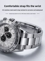 Montre chronographe mécanique automatique pour homme personnalisée 2026, verre saphir, aiguilles, boîtier en acier inoxydable, résistance à l'eau 100m
