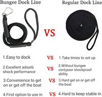 Ligne d'amarrage élastique noire de 4 pieds avec amortisseur intégré et clip en acier inoxydable – Accessoires pour bateaux, kayaks, jet-skis, canoës et bateaux à moteur