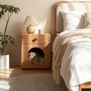 Table de chevet et table d'appoint de canapé multifonction en bois de luxe avec niche pour chat intégrée - Product Image 2
