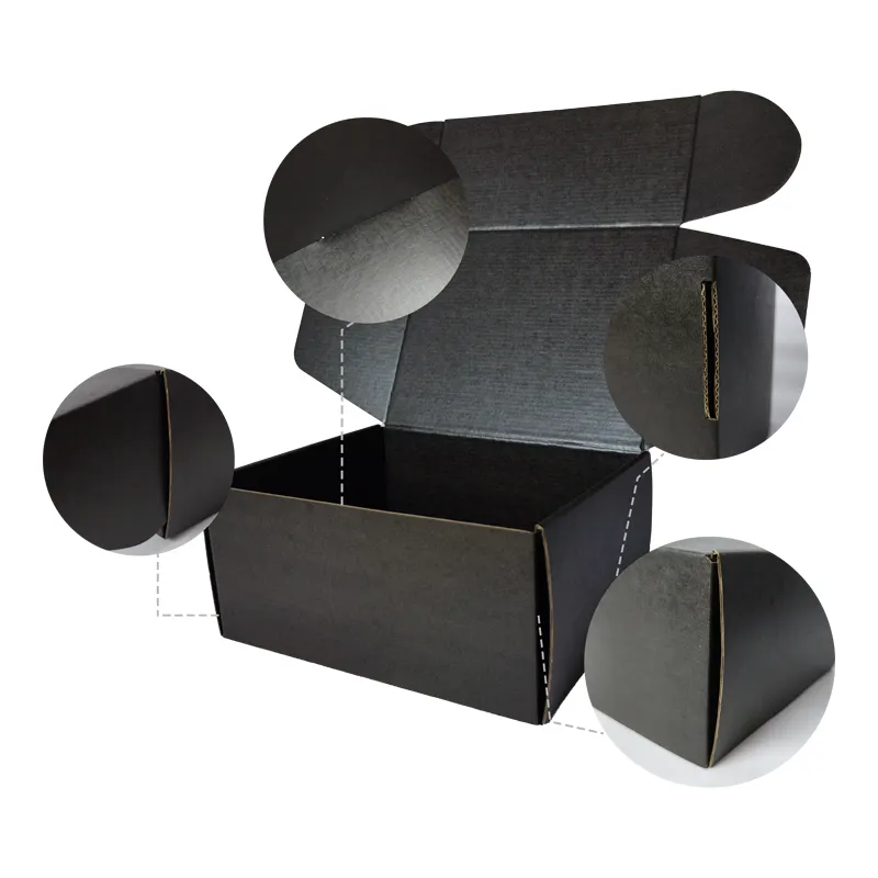 Custom Printing Brand Logo Luxury black Corrugated Carton Box Clothing T-shirt Mailing Carton Packaging Shipping Box
