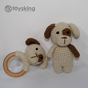 Hochet pour bébé en bois <span class=keywords><strong>fait</strong></span> <span class=keywords><strong>main</strong></span> au crochet, jouet doux pour nouveau-né, cadeaux de ToysKing, produits finis - Product Image 5