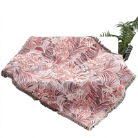 Plaid tissé personnalisé à motif floral tropical avec franges, couverture jacquard bohème à motif végétal pour canapé, lit, salon, décoration intérieure