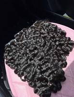 Extensions de cheveux humains vierges cambodgiens Afro Kinky Pixel Curls Bouncy Pixie Curly Bundles avec closure en dentelle