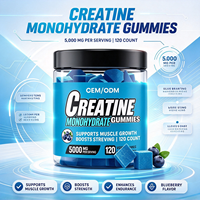 Gummies de créatine monohydrate OEM ODM 5000mg saveur myrtille, complément sportif marque privée, 120 unités