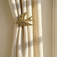 Attache-rideau décoratif en métal doré antique, style traditionnel, avec motif floral
