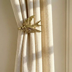 Antique Gold Bird <b>Curtain</b> Holdback Decorative Window Hardware Traditional Style Metal <b>Hook</b> <b>with</b> Floral Design - Product Image 1