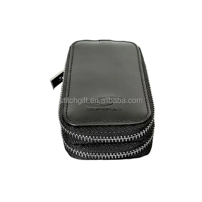 OEM split leather car key pouch key wallets smart key holder embossed logo