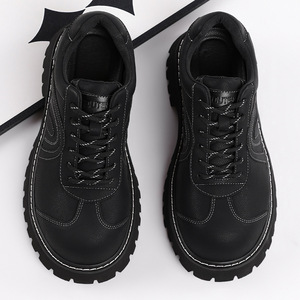 Zapatos de Plataforma Negros de Cuero de Alta Calidad, Estilo Británico, Tacón Oculto, Retro Americano, Punta Redonda - Product Image 2