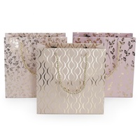 Bolsa de Regalo de Papel de Lujo con Estampado en Caliente, Asa de Cuerda de Algodón Trenzada, Bolsa Personalizada para Joyería, Cosméticos, Recuerdos de Boda