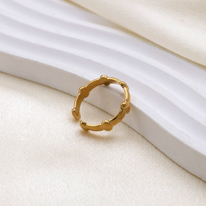 French Style <b>Titanium</b> Steel Gear <b>Ring</b> Gold Geometric Shape Women's Fashion Jewelry Gift Simple Design - Product Image 1