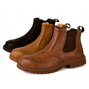 Aterproof-botas de seguridad de cuero y goma para hombre, calzado de trabajo con punta de acero, sin encaje - Product Image 6