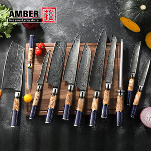 <span class=keywords><strong>Couteau</strong></span> de Chef Professionnel 8 Pouces en Acier Damas avec Manche en Résine Nid d'Abeille 60HRC Ambidextre Poli Miroir – Offre Spéciale - Product Image 6