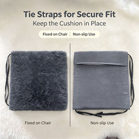 Coussins de siège en peau de mouton, rembourrés de mousse de 3 cm, avec sangles de fixation et fermeture éclair, avec dos en tissu, pour chaise de bureau à domicile
