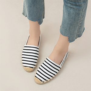 Nuevas Alpargatas de Lona Blancas y Negras a la Moda, Mocasines Tejidos de Yute, Cosidos a Mano, Transpirables, Planos, para la Playa y Uso Diario - Product Image 5
