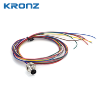 Connecteur de montage sur panneau KRONZ M12, 8 broches, code A, femelle, IP67, étanche, montage arrière sur circuit imprimé, connecteurs circulaires industriels droits