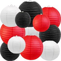 Lanternes en papier rouge, orange et jaune, lot de 12, décoratives suspendues pour Thanksgiving, baby shower, fête de famille - Chine