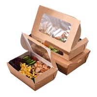 Op Maat Gemaakte Verpakking Wegwerp Cajas Kraft Con Visor Papieren Maaltijdprep Containers