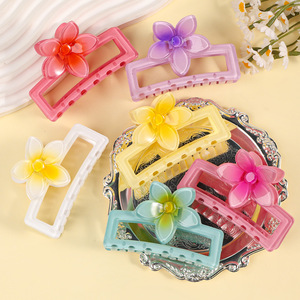 กิ๊บติดผมพลาสติกรูปไข่สีหวาน ขนาด 9 ซม. แบบกรงเล็บดอกไม้ไล่สี รูปทรงฉลาม - Product Image 4