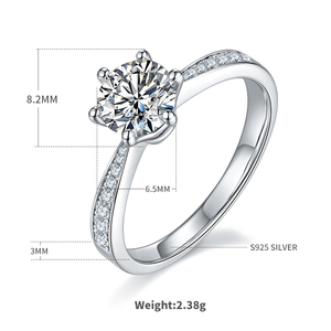 S925 Argent Plaqué 1 Carat D Grade Moissanite Bras Droit Smart Female Ring avec Diamant De Platine par Moosang - Product Image 1