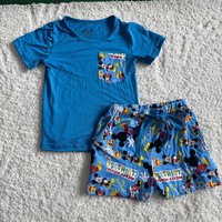 Ensemble de vêtements pour bébés et enfants en fibre de bambou, 2 pièces, chemises à manches courtes et shorts personnalisés avec logo, tenues classiques d'été pour garçons