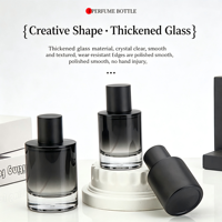 Flacon de parfum cylindrique en verre épais rechargeable, vide, avec bouchon, 30/50/100 ml, pulvérisateur à pompe, étiquette personnalisée, logo personnalisé, MOQ flexible