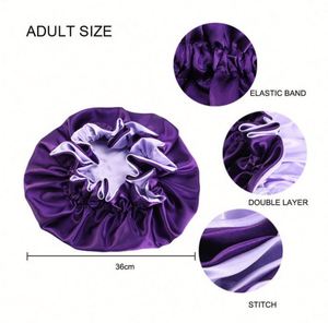 Bonnet de nuit réversible en satin uni personnalisable avec logo, pour femme et bébé, modèle parent-enfant, vente en gros - Product Image 2