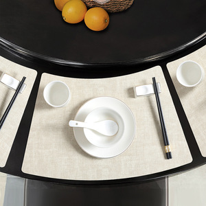 Waaiervormige PU-lederen placemat Dubbelzijdige stoftextuur Hittebestendige tafelmat Eettafeldecoratie in Scandinavische stijl - Product Image 6