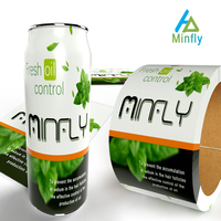Étiquette thermorétractable en PET imperméable personnalisée Minfly pour les boissons (café/vodka), les boissons énergisantes, les canettes de bière, les bouteilles de jus
