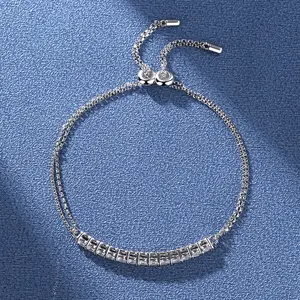 Custom Fine Jewelry 925 Sterling Silver Chain Bracelet Women Light Luxury Moissanite Diamond Tennis Bracelet For Women