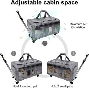 JW-transportador de mascotas con ruedas y ventilación de malla transpirable, enrollable, aprobado por la línea aérea de viaje - Product Image 4